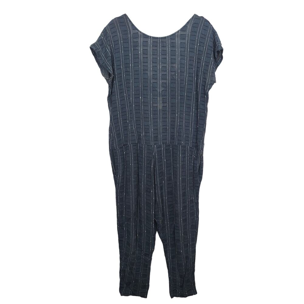 Ace & Jig Jumpsuit Womens XS Navy Blue Textured Short Sleeve Boho Indie Gauze